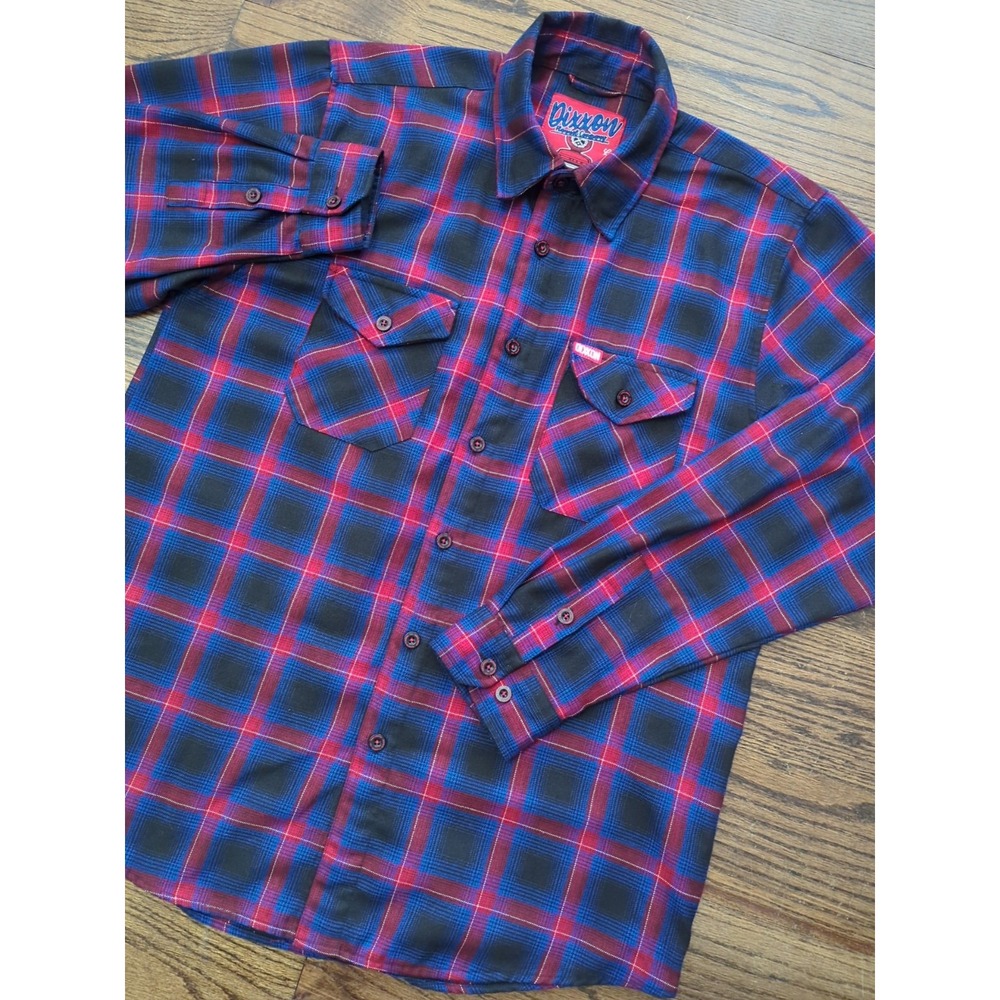DIXXON Red and Blue Plaid Casual Button Down Shirt